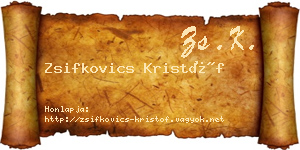 Zsifkovics Kristóf névjegykártya